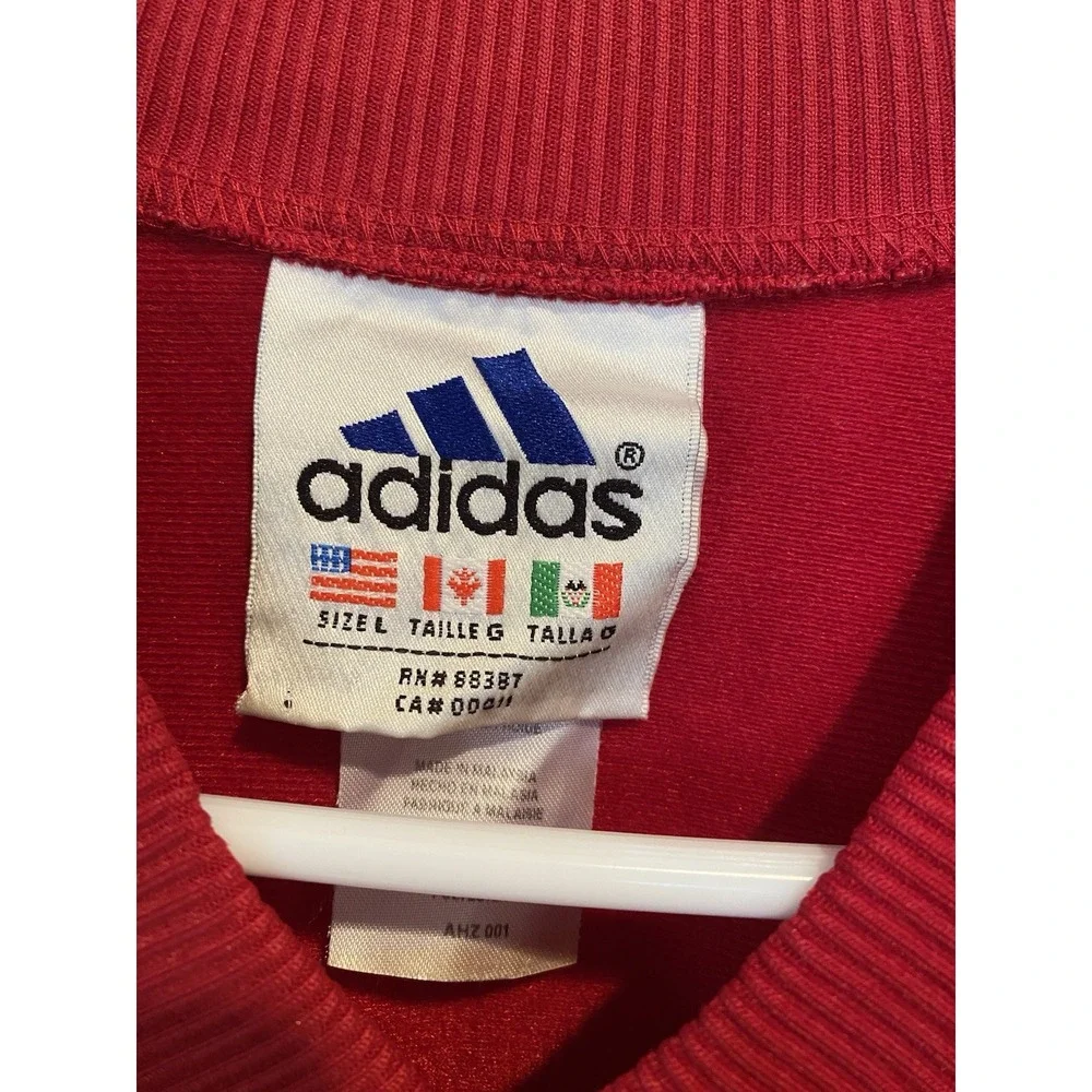 Adidas Men's Sz Large Track Jacket Logo Red Maroon Button Up‎ Pockets VTG